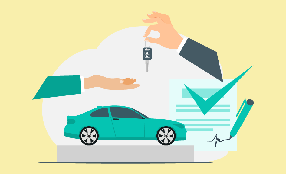 車のカギを渡しているイラスト